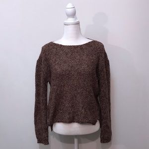 Moth Anthropologie Sweater Sparkly Metallic Thread Brown Gold Small